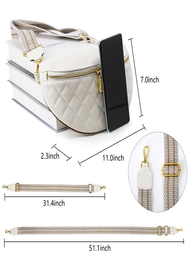 Beejirm Crossbody Fanny Packs for Women - Faux Leather Crossbody Bag with Chest Strap, Small Waist Pack & Belt Clip (Cream) - Image 5